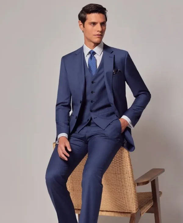 Sharkskin Blue Full Suit