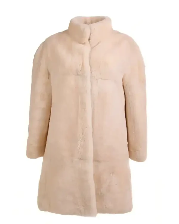 Sheared Womens Cream Beaver Fur Coat