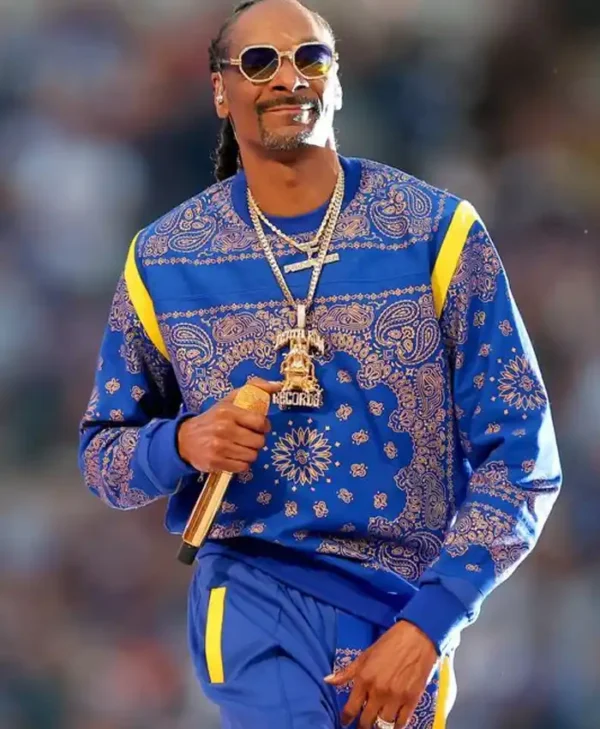 Singer Snoop Dogg Paisley Blue Bandana Cotton Sweatsuit