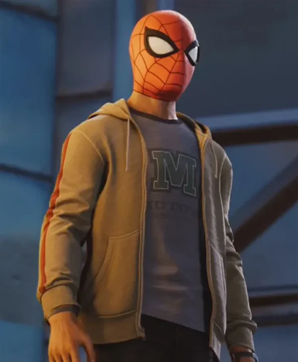 Spider-Man Miles Morales Fleece Grey Hoodie Jacket