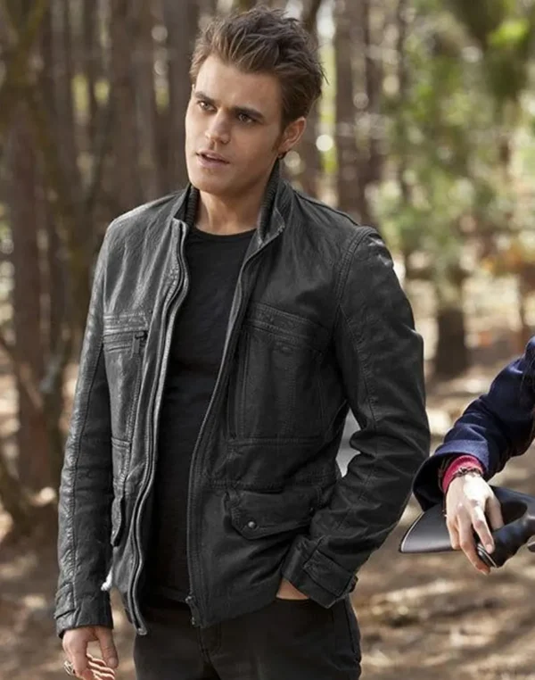 Stefan Vampire Diaries Black Real Leather Jacket