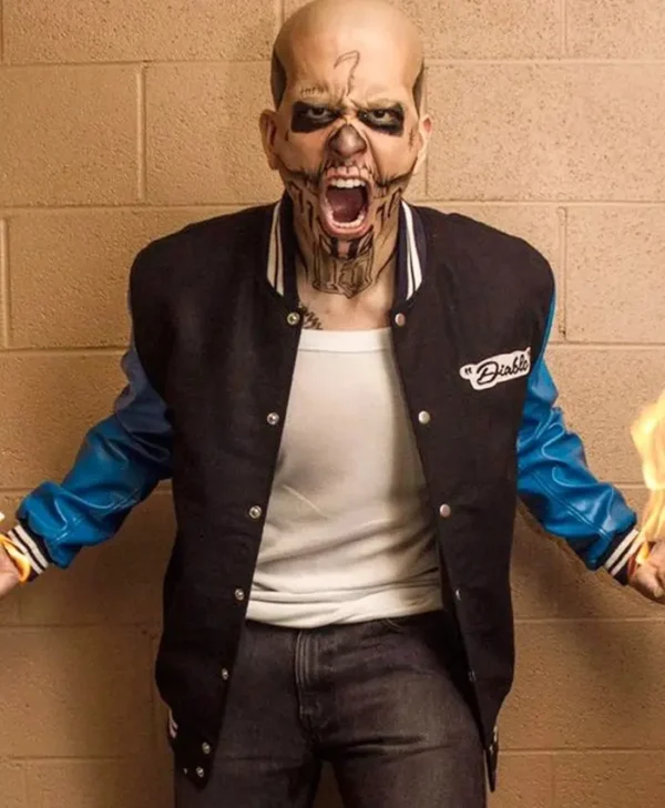 Suicide Squad Diablo Blue Varsity Bomber Jacket