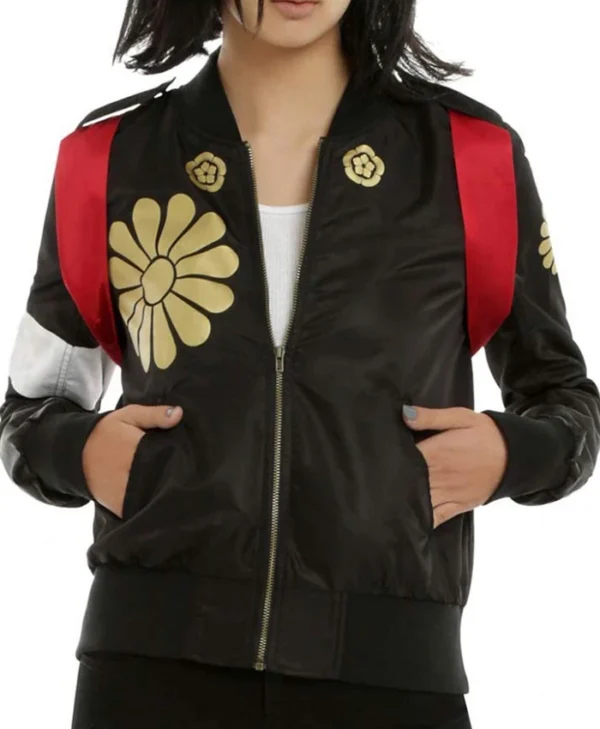 Suicide Squad Katana Black Satin Varsity Bomber Jacket