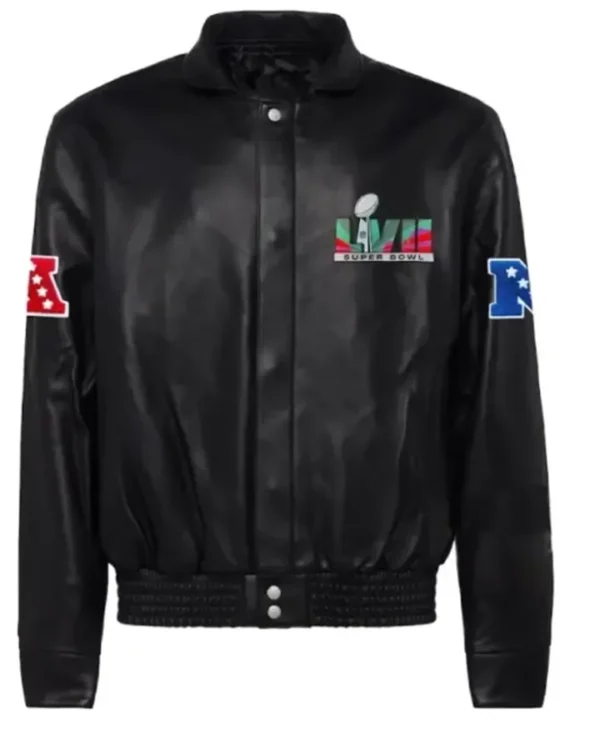 Super Bowl LVII Black Leather Jacket