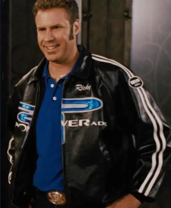 Talladega Nights Ricky Bobby Black Leather Jacket