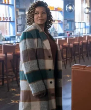 The Equalizer Queen Latifah Woolen Fabric Plaid Coat
