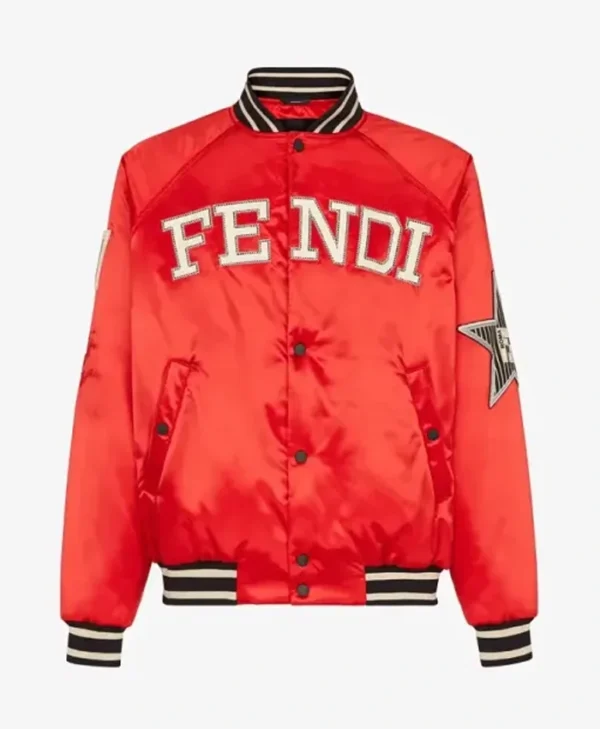 The Kid Laroi Red Letterman Varsity Bomber Satin Jacket