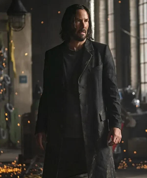 The Matrix 4 Keanu Reeves Black Long Wool Coat