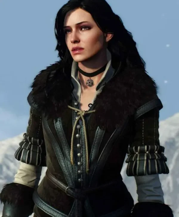 The Witcher 03 Yennefer Black Fur Collar Vest