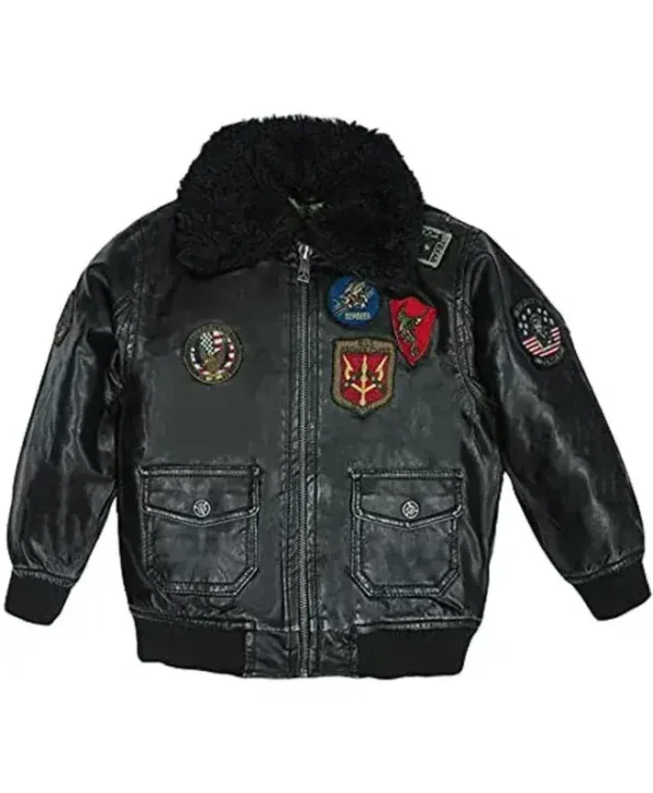 Top Gun G-1 Black Aviator Sherpa Real Leather Jacket