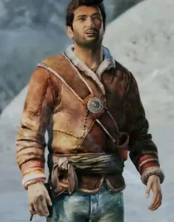 Uncharted 2 Nathan Drake Brown Leather Jacket