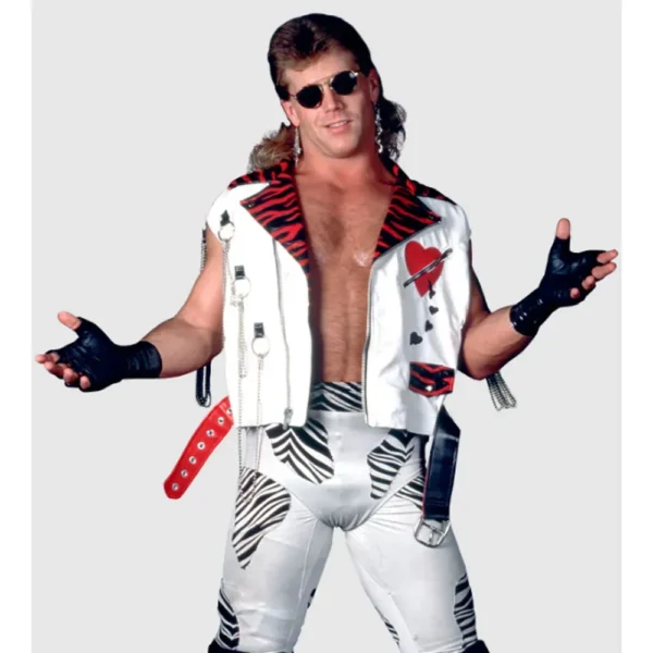 Unisex Wrestler Shawn Michaels White Leather Vest