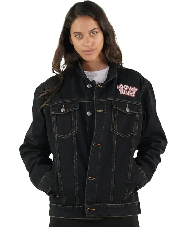 Valentine King and Queen Love Couple Black Denim Jacket