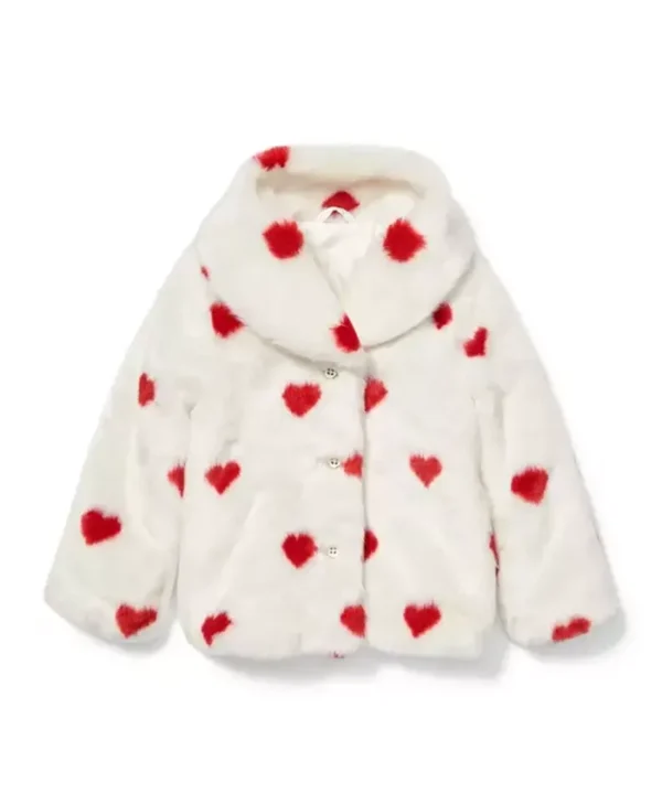 Valentine Red and White Faux Fur Jacket