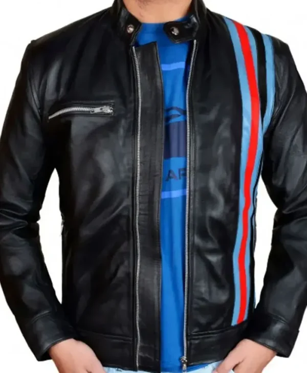 Venom 2 Tom Hardy Cafe Racer Striped Leather Biker Jacket