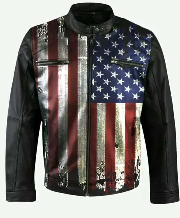 Vintage USA Flag Biker Jacket