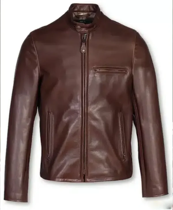 Waxed Natural Pebbled Cowhide Cafe Brown Jacket