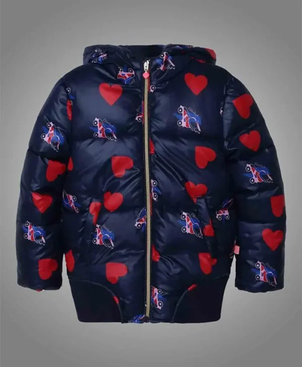 Women Heart Rollerblade Print Puffer Jacket