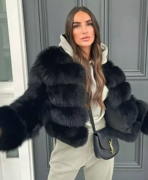 Women’s Black Short Fox Fur Coat