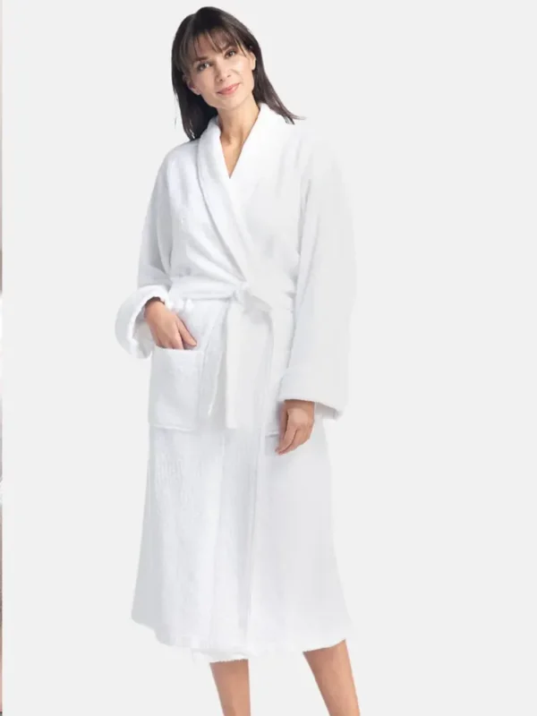 Womens White Terry Cloth Spa Robe