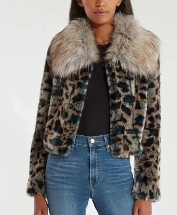 Wynonna Earp Waverly Leopard Grey Fur Jacket