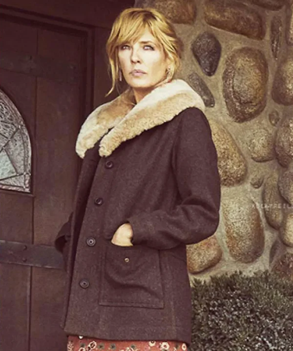 Yellowstone S02 Beth Dutton Fur Collar Brown Coat