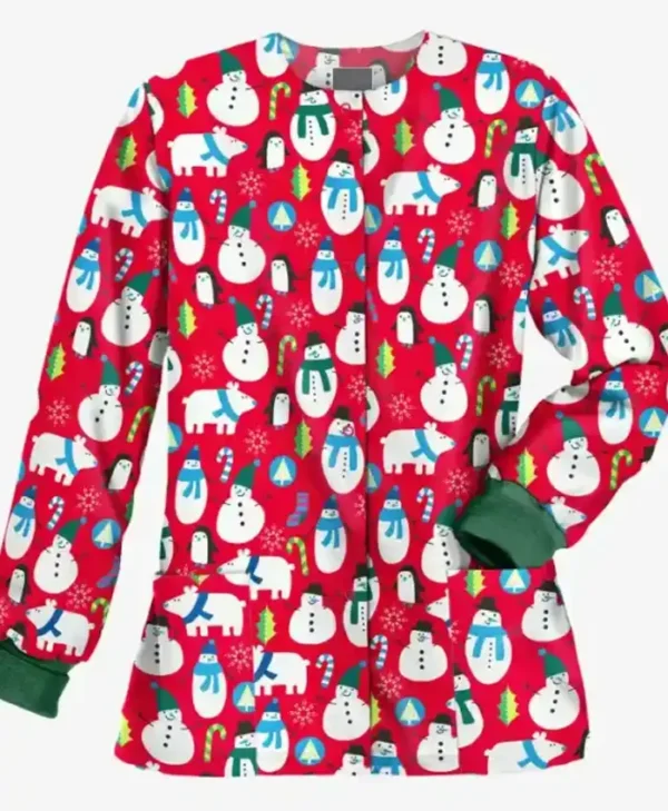 Christmas-Multicolor-Scrub-Jacket