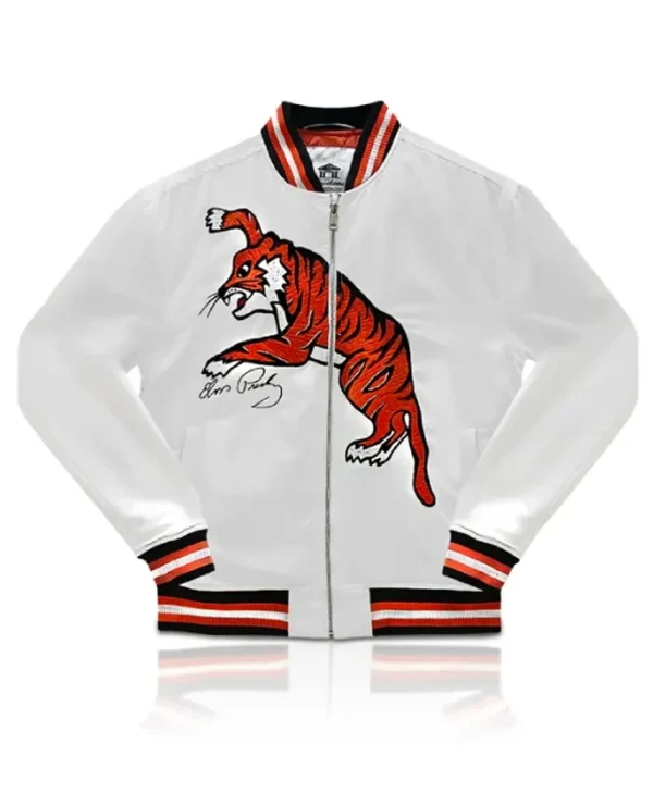 Elvis Presley White Tiger Satin Jacket