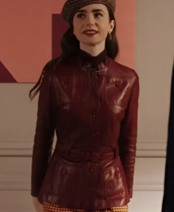 Emily in Paris S04 Emily Cooper Red Leather Jacket