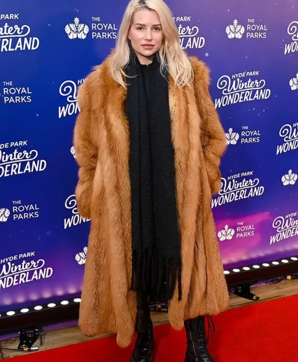 Lottie Moss Long Brown Fur Coat