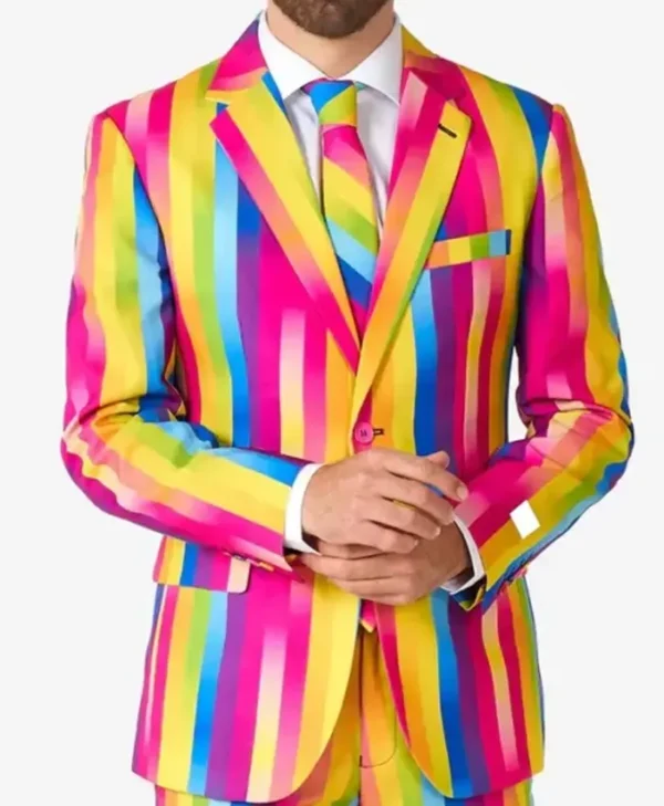 Mens-2-Piece-Rainbow-Glaze-Trendy-Suit