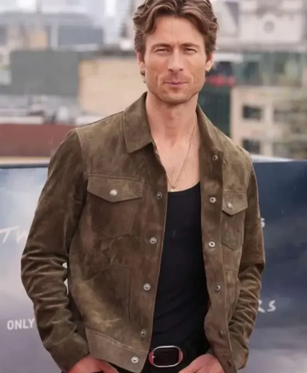 Twisters Glen Powell Green Suede Jacket