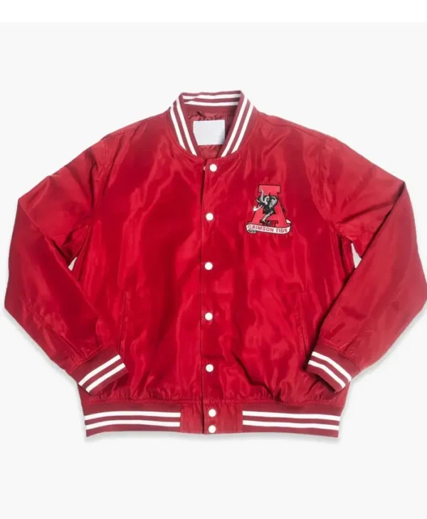 Alabama Crimson Tide Vintage Logo Red Satin Varsity Jacket