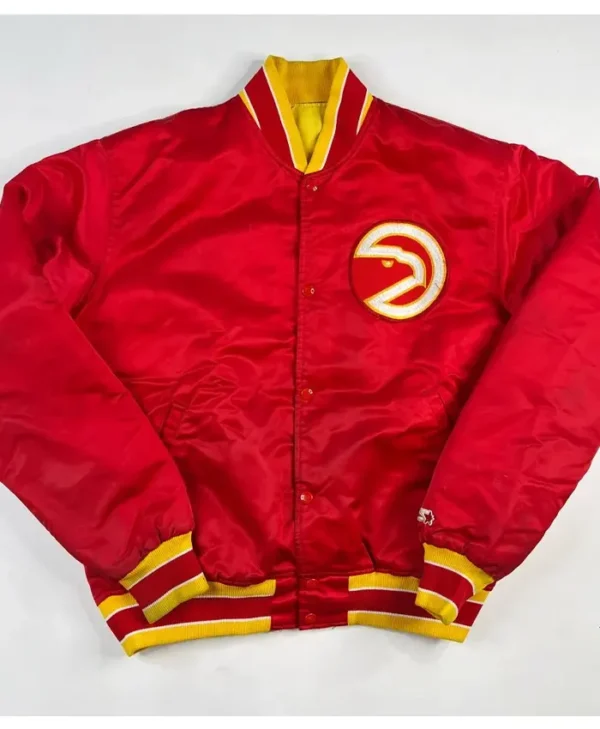 Atlanta Hawks 90’s Red Satin Varsity Jacket