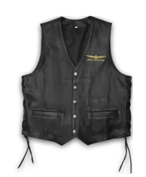 Goldwing Motorcycle Rider Black Leather Vest