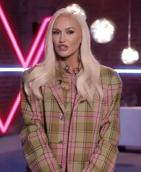 Gwen Stefani The Voice S026 Plaid Buttoned Suit