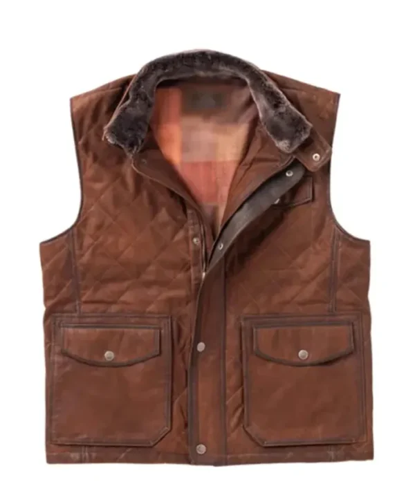 Men Madison Creek Vail Brown Leather Vest