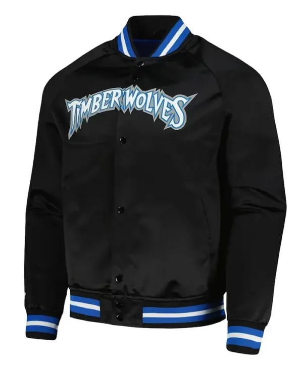 Minnesota Timberwolves Hardwood Classics Black Satin Jacket