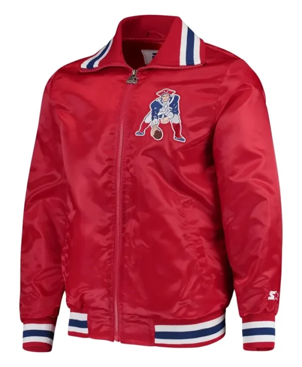 New England Patriots Captain Red Red Satin Varsity Jacket