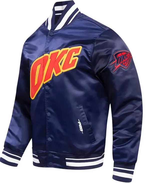 Oklahoma City Thunder City Edition Navy Satin Varsity Jacket