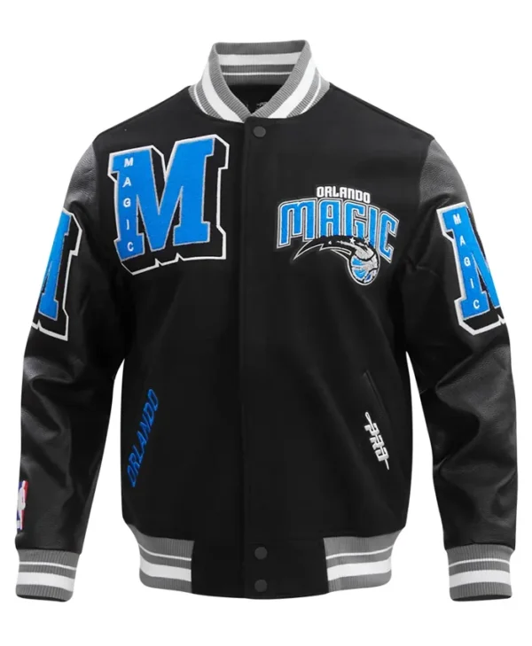 Orlando Magic Mashup Black Wool and Leather Varsity Jacket