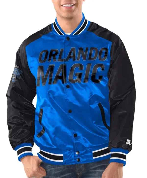 Orlando Magic Renegade BlueBlack Satin Varsity Jacket