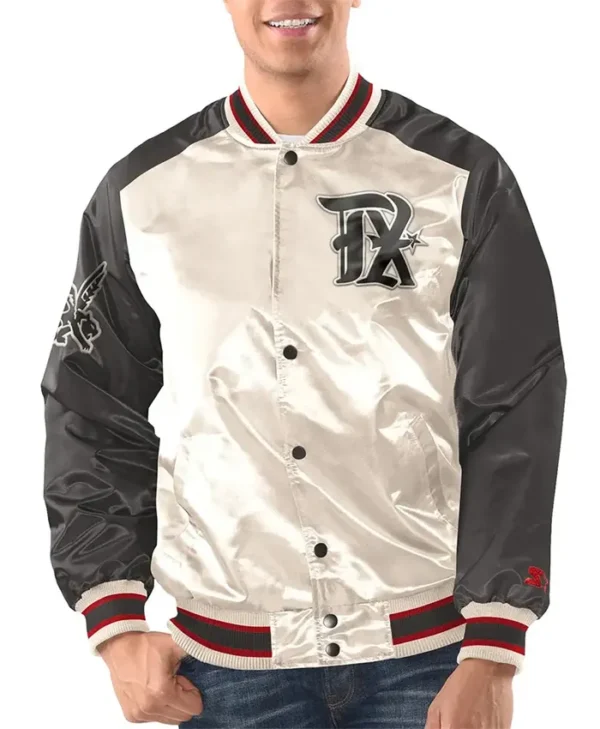 Renegade Texas Rangers White and Black Satin Jacket