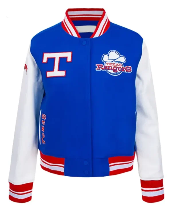 Retro Classic Rib Texas Rangers Blue Varsity Jacket