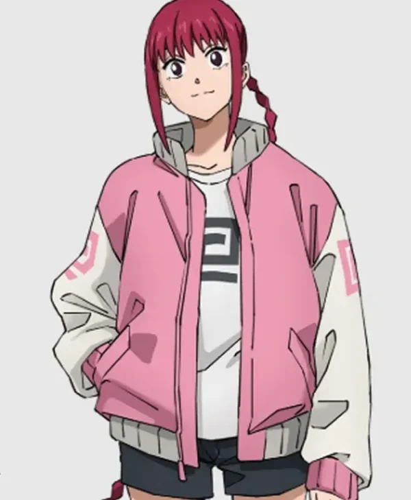 Sakamoto Days Lu Xiaotang Pink and White Varsity Jacket