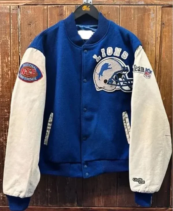 Shaboozey Detroit Lions Blue Varsity Jacket