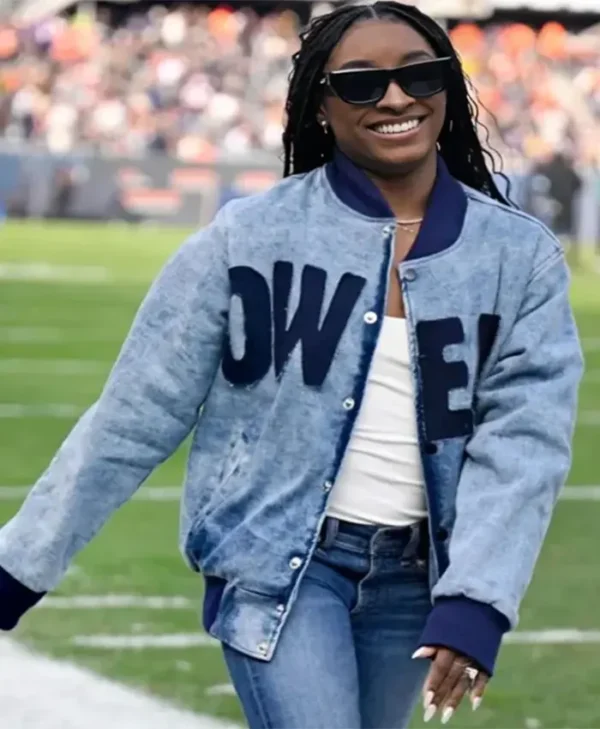 Simone Biles Vikings Vs Bears Game Custom Varsity Jacket