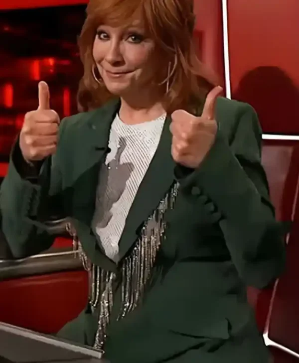 The Voice S26 Reba McEntire Fringe Embellished Buttoned Blazer