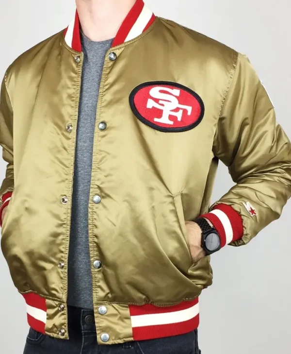 49ers San Francisco Gold Satin Bomber Jacket