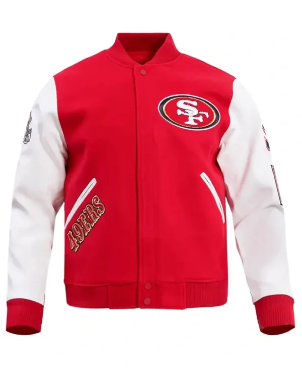 49ers San Francisco Red And White Letterman Varsity Jacket